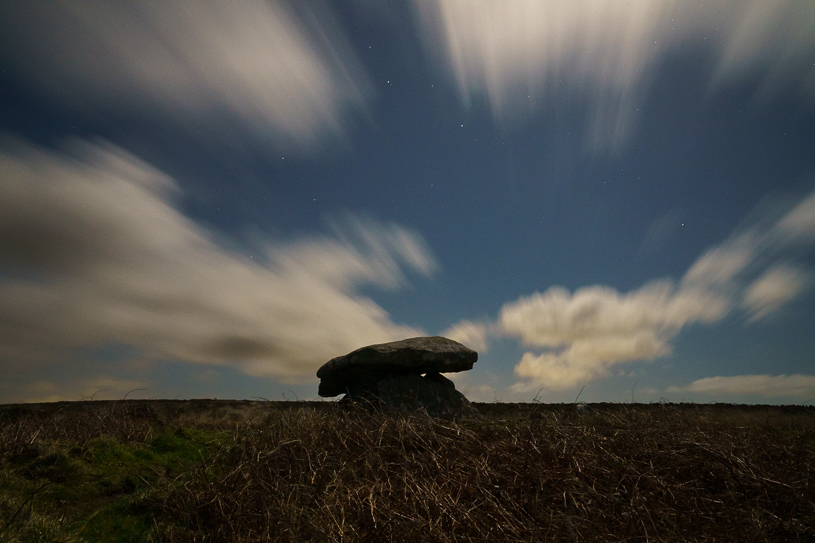 Chun Quoit with moonlit clouds